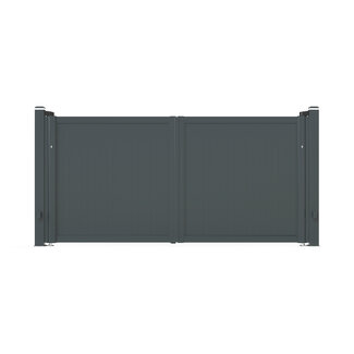 Dubbele aluminium poort - Tandgroef 100 verticaal