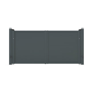 Dubbele aluminium poort - Tandgroef 100 horizontaal
