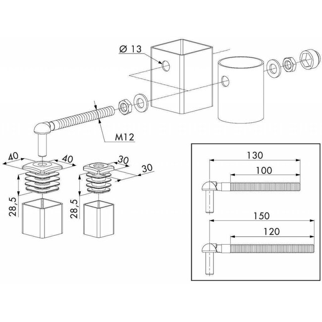 Scharnierset voor tuinpoorten GBM12 | Locinox