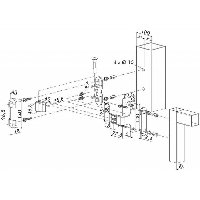 3DM | 3D regelbaar scharnier voor stalen en aluminium poorten