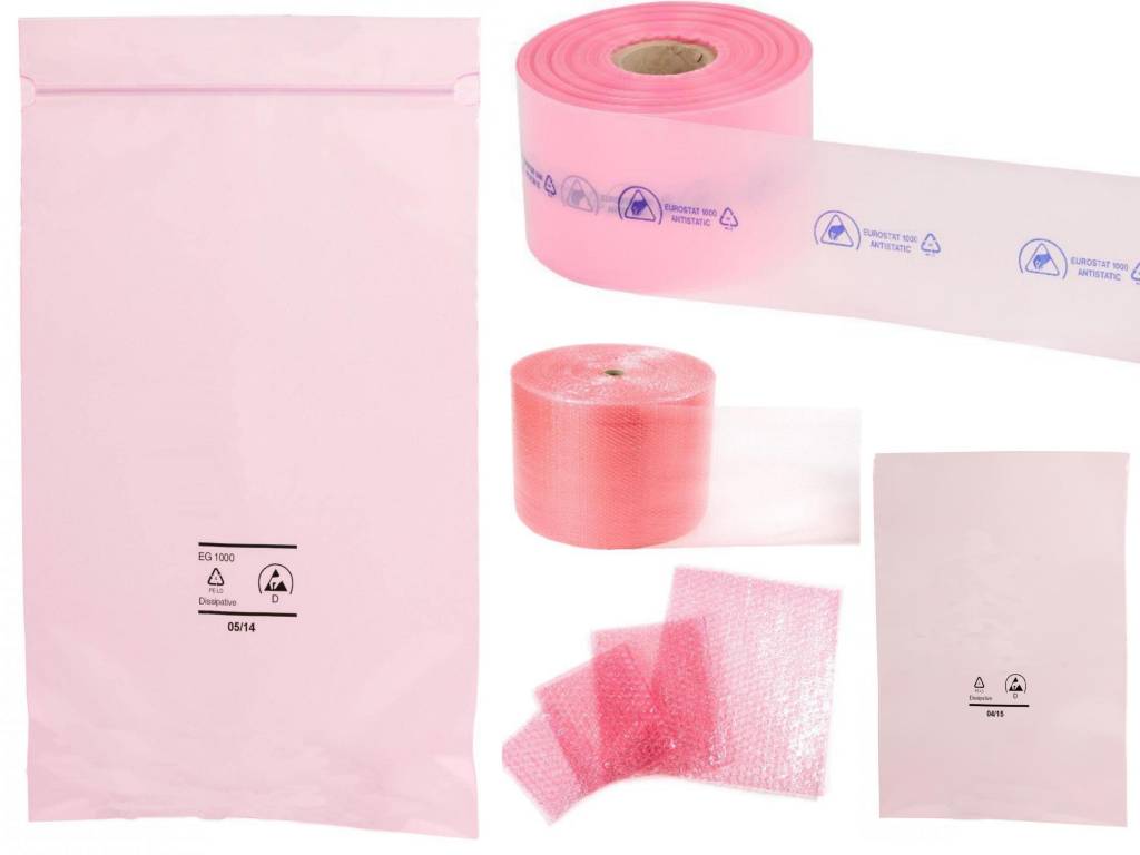 Antistatik Beutel und Folien rosa-transparent