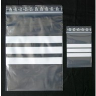 Druckverschlußbeutel, 70 x 100 mm, 50 my, transparent, unbedruckt, mit 3 weißen Schreibfeldern (1 VE = 1.000 St.) - Ausverkauf