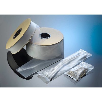 LDPE-Schlauchfolie, 800 mm Breite, 100 my Stärke, 125 lfm. je Rolle, transparent, unbedruckt