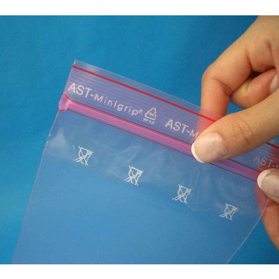 Antistatik-Druckverschlußbeutel, Format: 100 x 150 mm (B x H bis zum Verschluß), 80 my Stärke, rosa-transparent, NEU