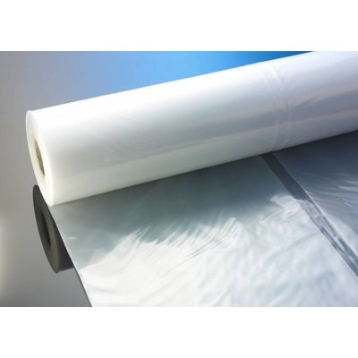 Flachfolie, 2.000 mm Breite (gefaltet auf 1.000 mm), 100 my Stärke, 100 lfm. je Rolle (= 1 VE), transparent, unbedruckt