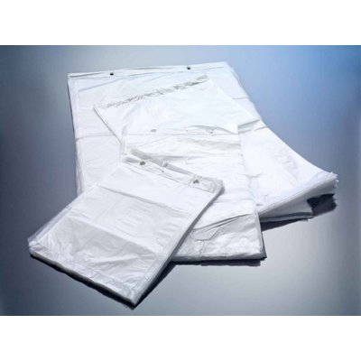 HDPE-Flachbeutel, milchig-transparent, Format: 300 x 460 + 30 mm (B x H + Block), 13 my Stärke, unbedruckt, geblockt zum Abreißen