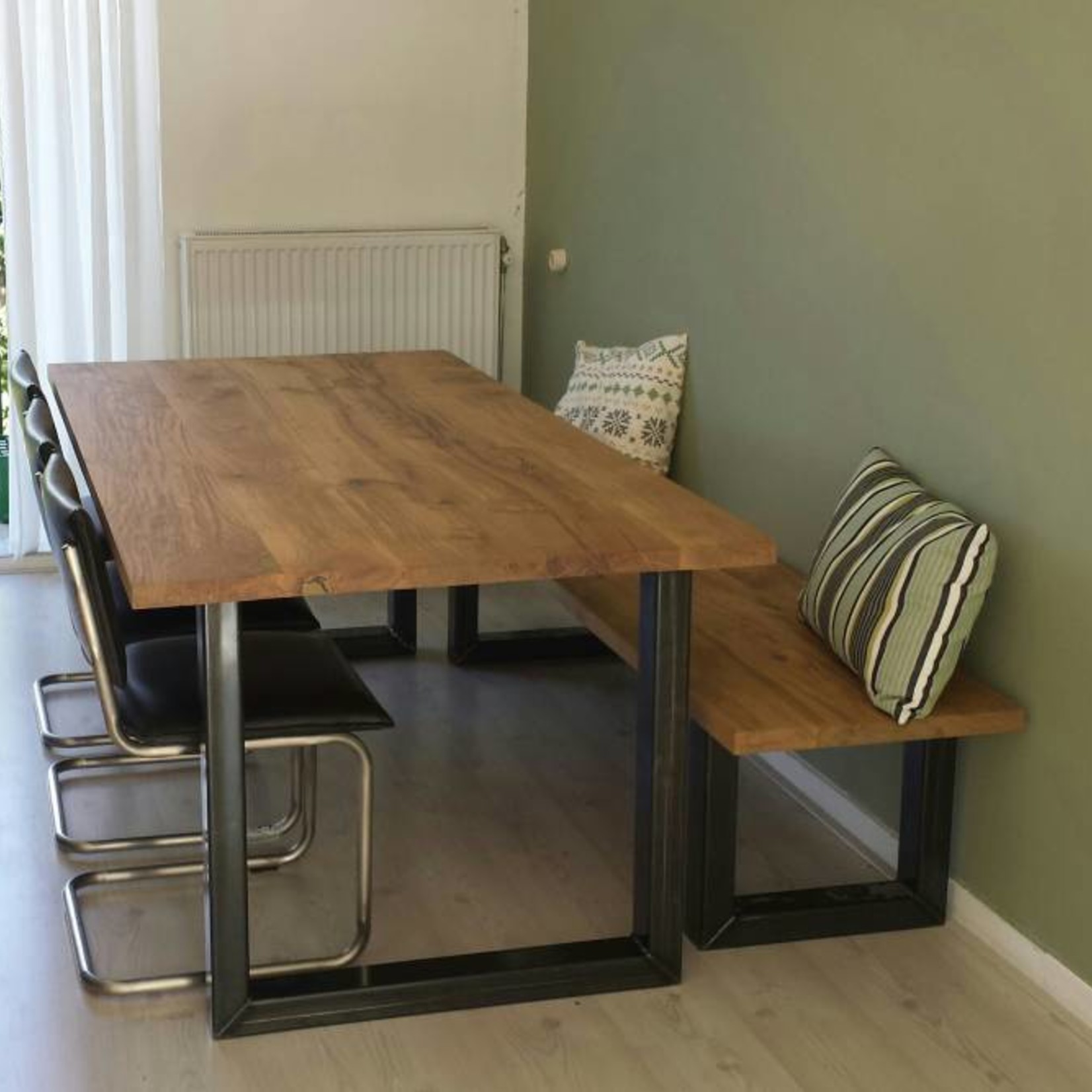 Robuust Stalen U eettafel poten, zwart gecoat