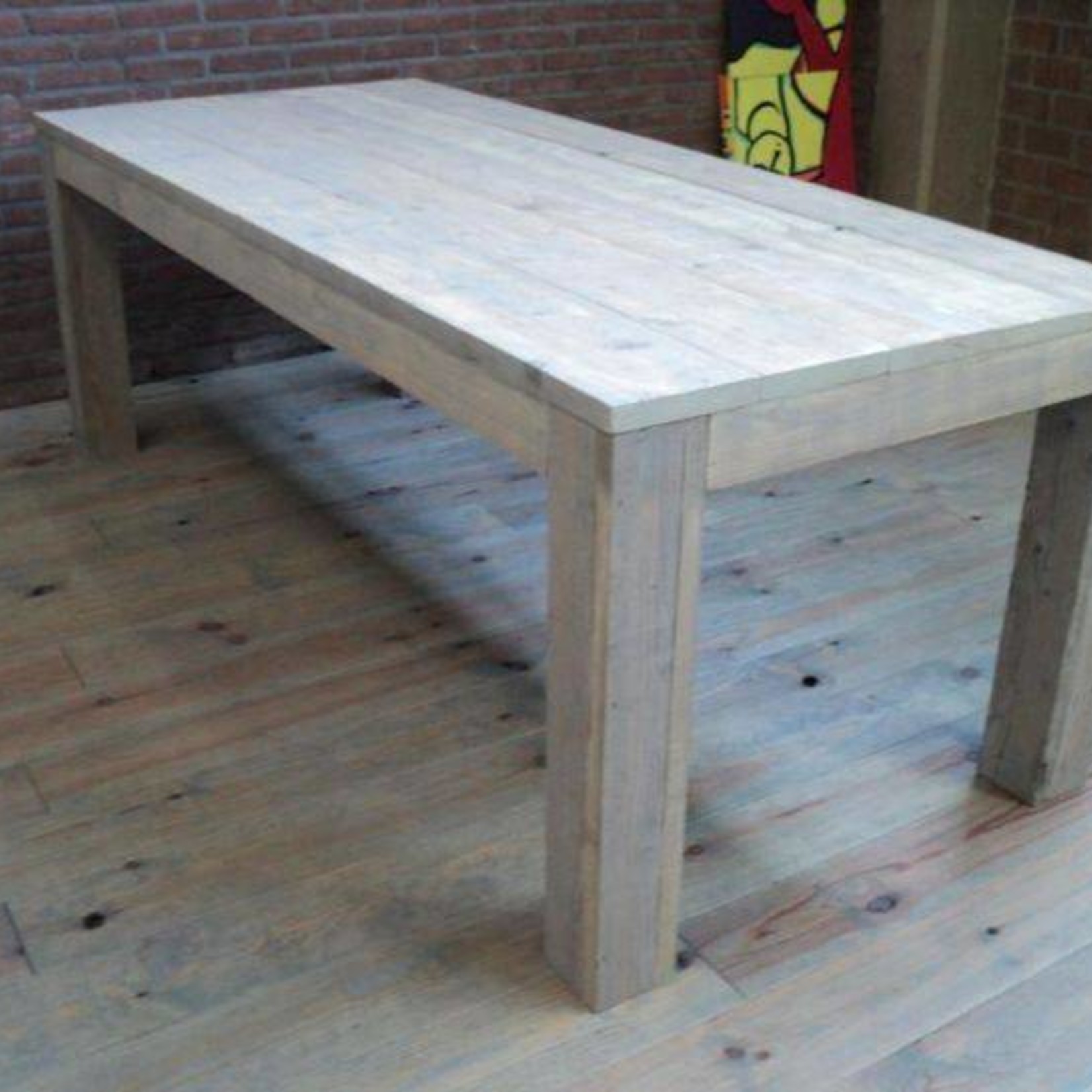 RdeB Eetkamertafel 60 cm breed tot 300 cm lang, Rechte poten  - Steigerhout