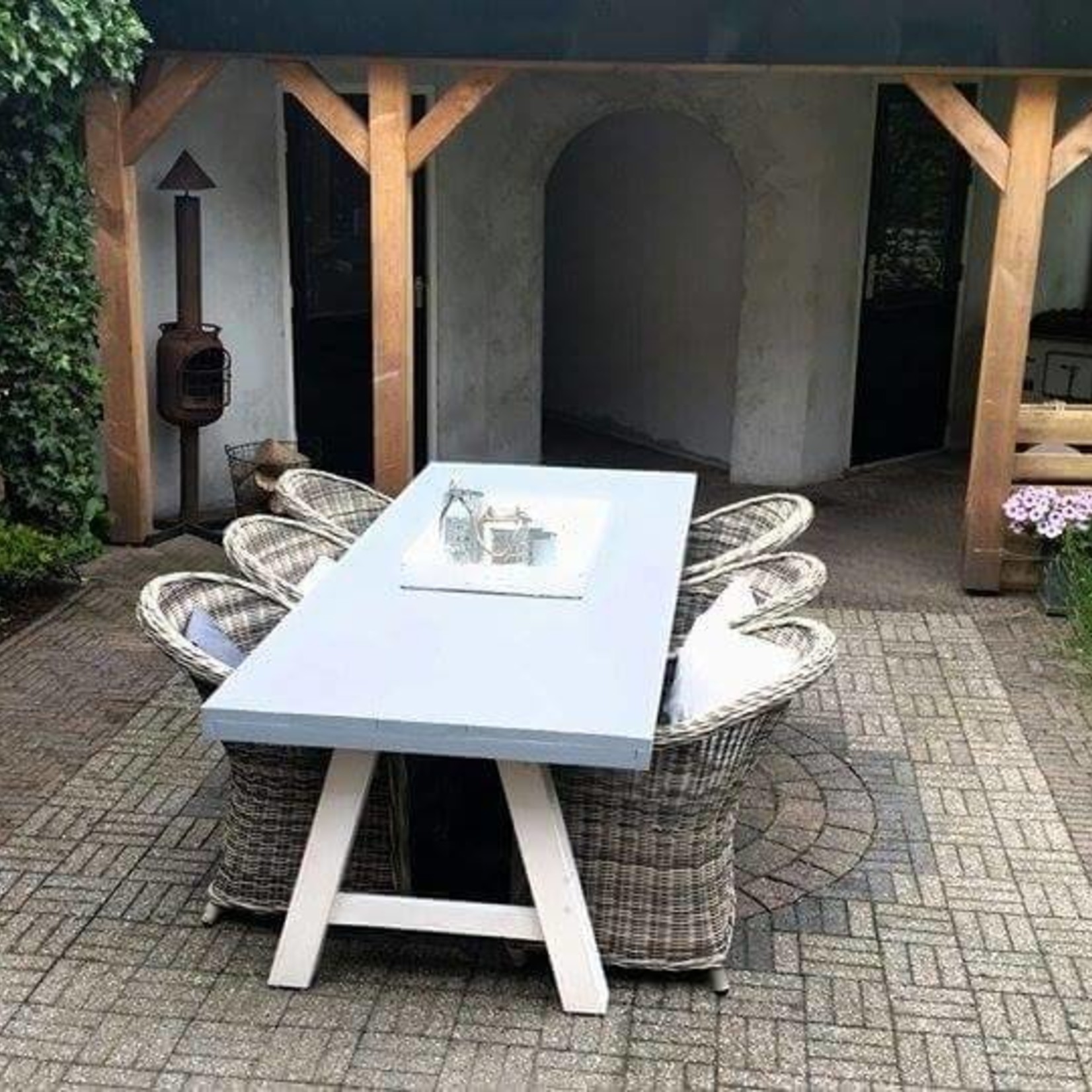 RdeB Tuintafel 70 cm breed tot 300 cm lang, Houten A poten