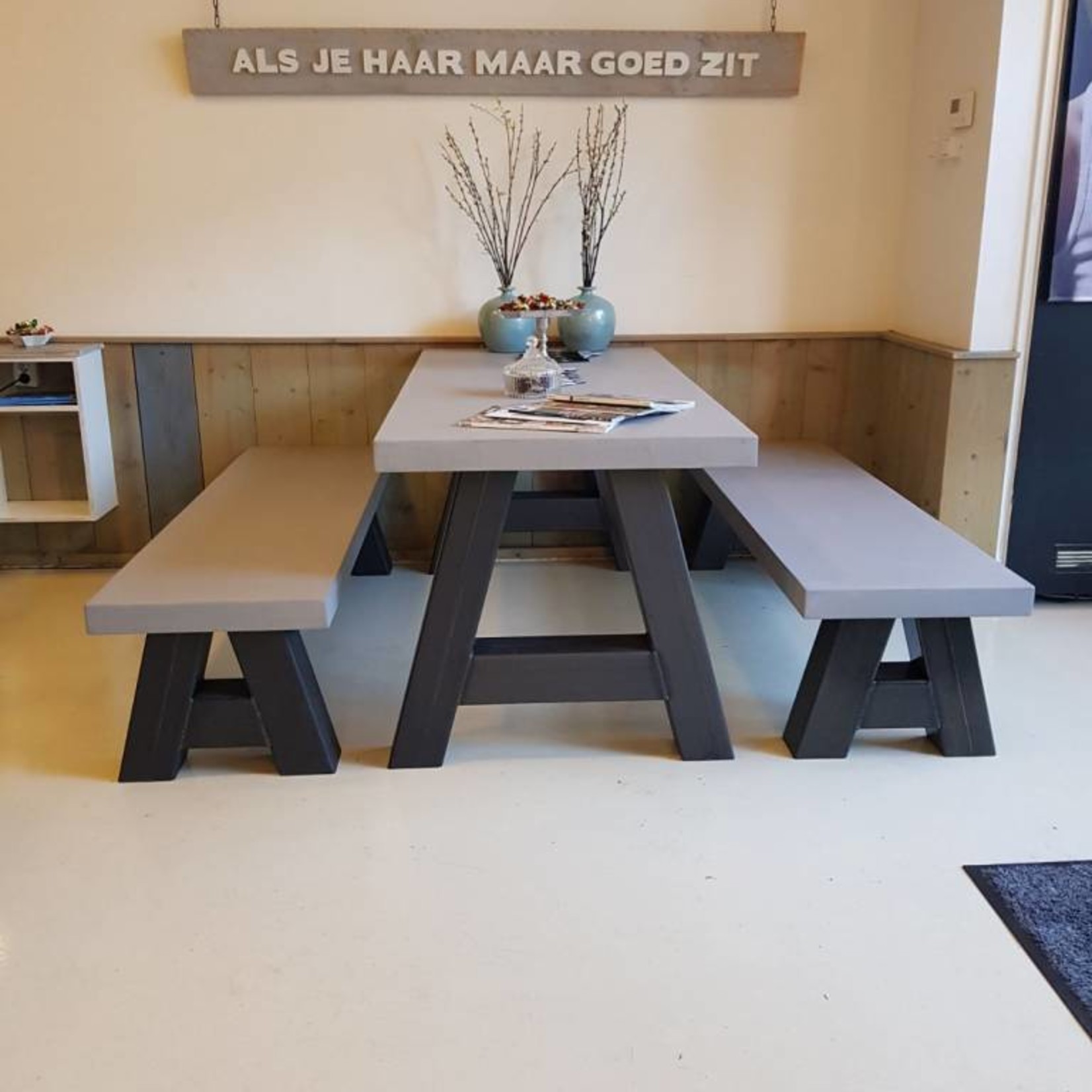 Stalen A eettafel poten, zwart gecoat