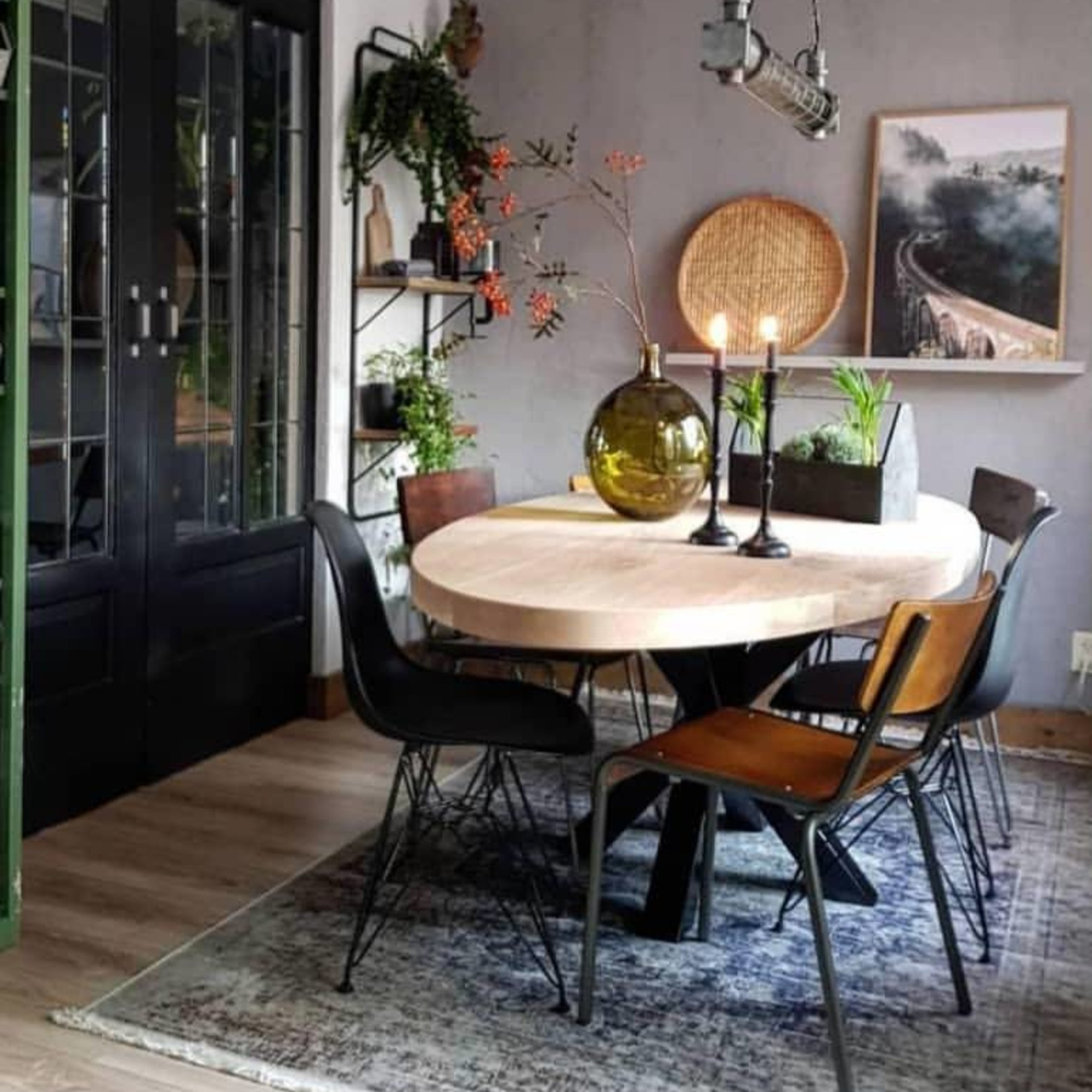 Robuust Stalen 3D - X of Matrix eettafel poten, zwart gecoat