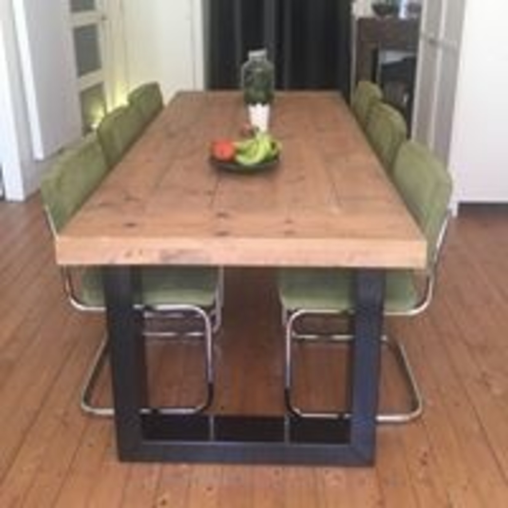 Stalen U eettafel poten, zwart gecoat