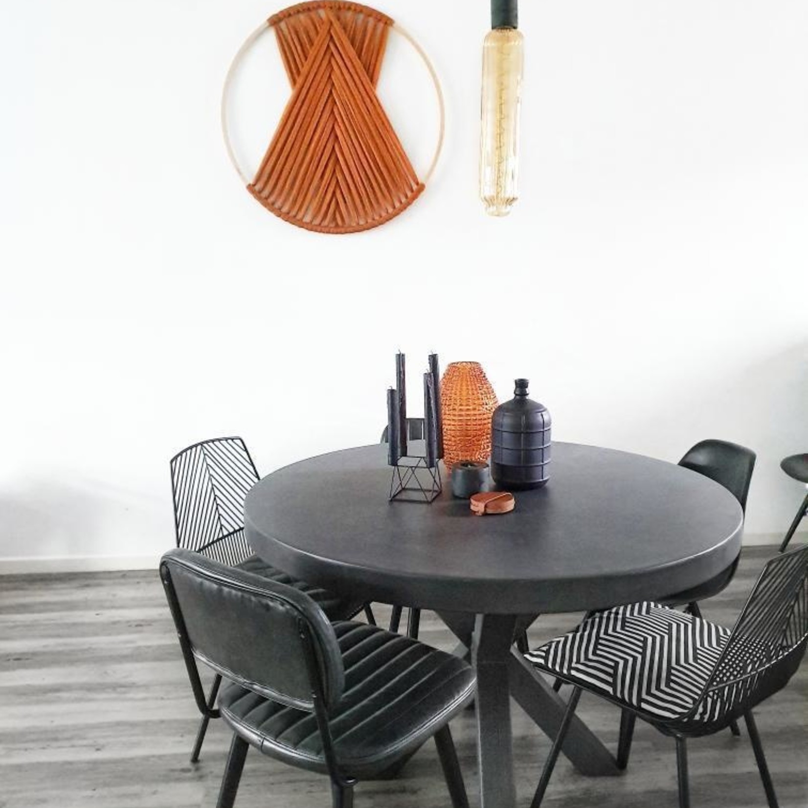 Stel zelf uw complete ronde tafel samen (max. 180x180 cm) - Betonlook Beton Ciré - 44 mm