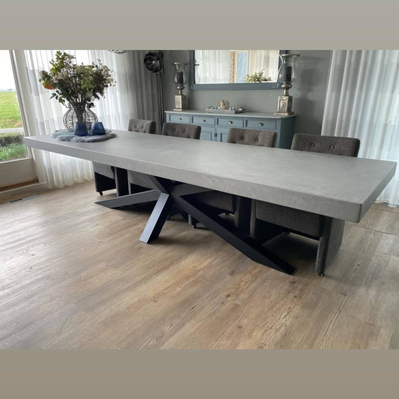 Robuust Stalen 3D - X of Matrix eettafel poten, zwart gecoat