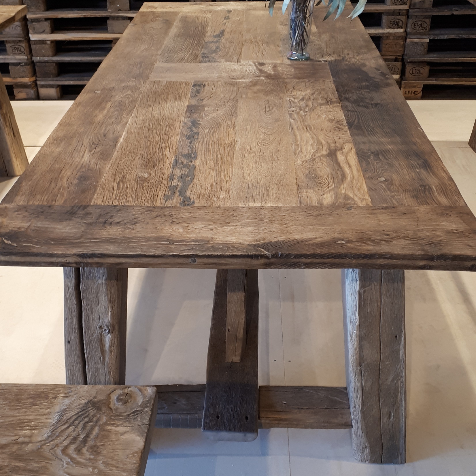 Robuust Oud eiken Kloostertafel