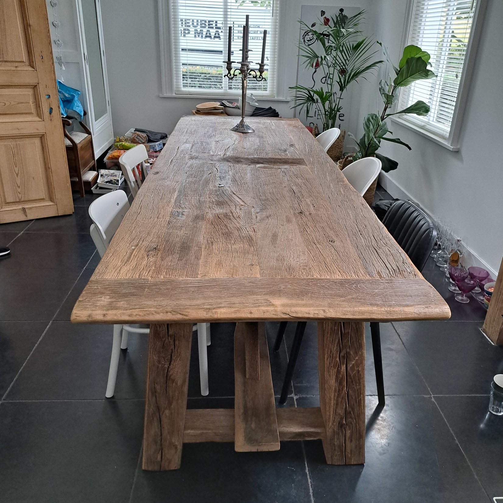 Robuust Oud eiken Kloostertafel