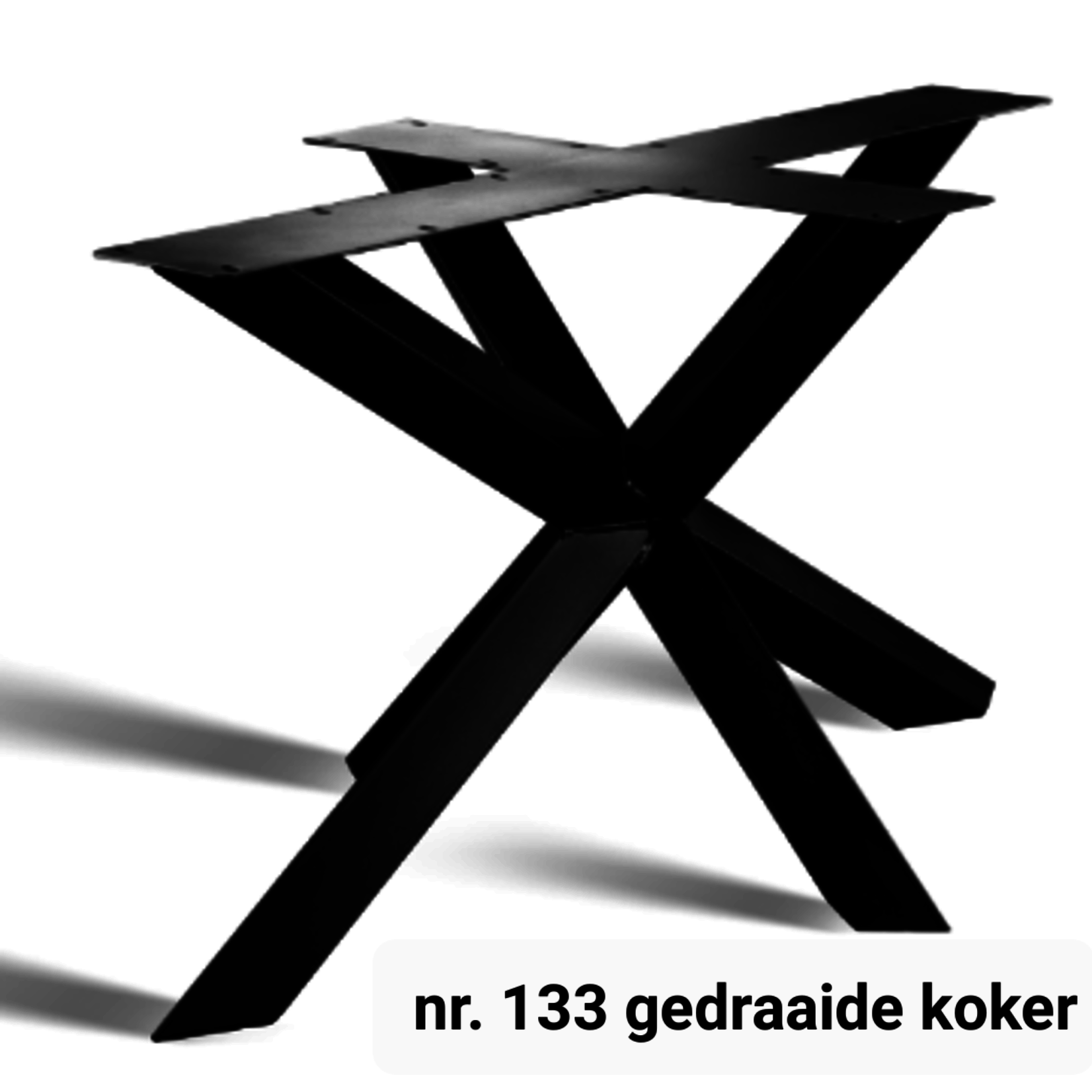 Robuust Stalen 3D - X of Matrix eettafel poten, zwart gecoat