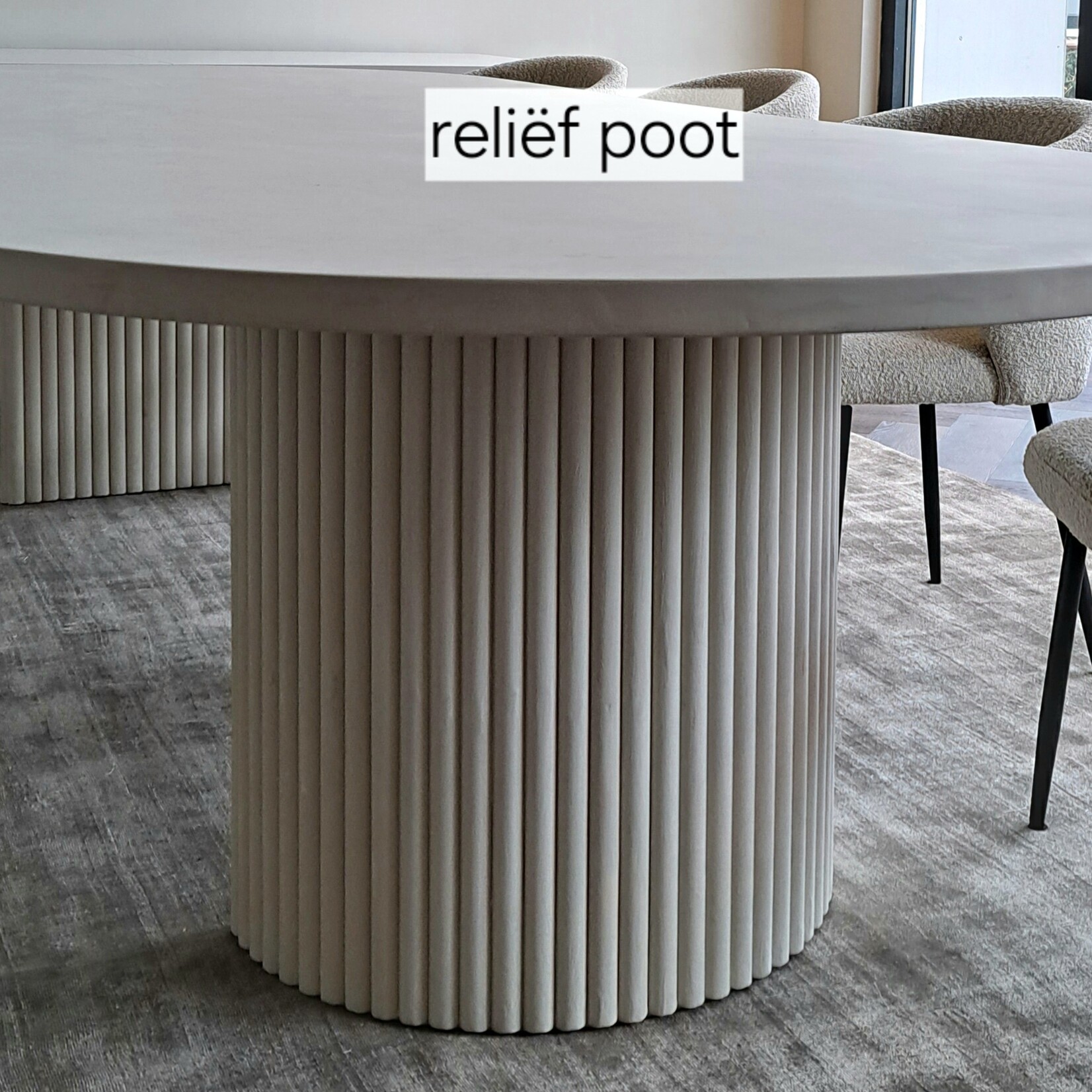 Stel zelf uw complete ronde tafel samen (max. 180x180 cm) - Betonlook Beton Ciré - 44 mm