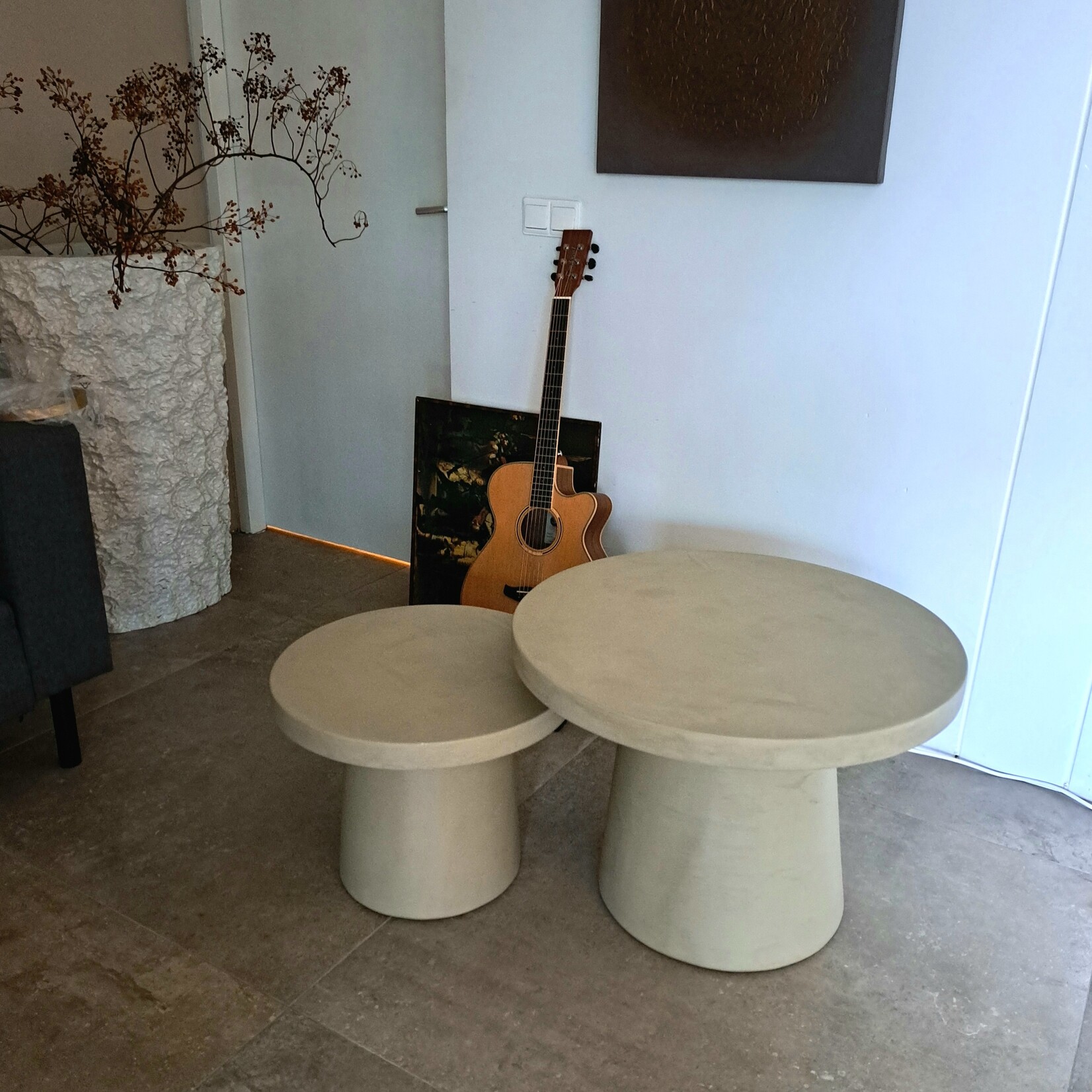 Stel zelf uw complete ronde tafel samen (max. 180x180 cm) - Betonlook Beton Ciré - 44 mm