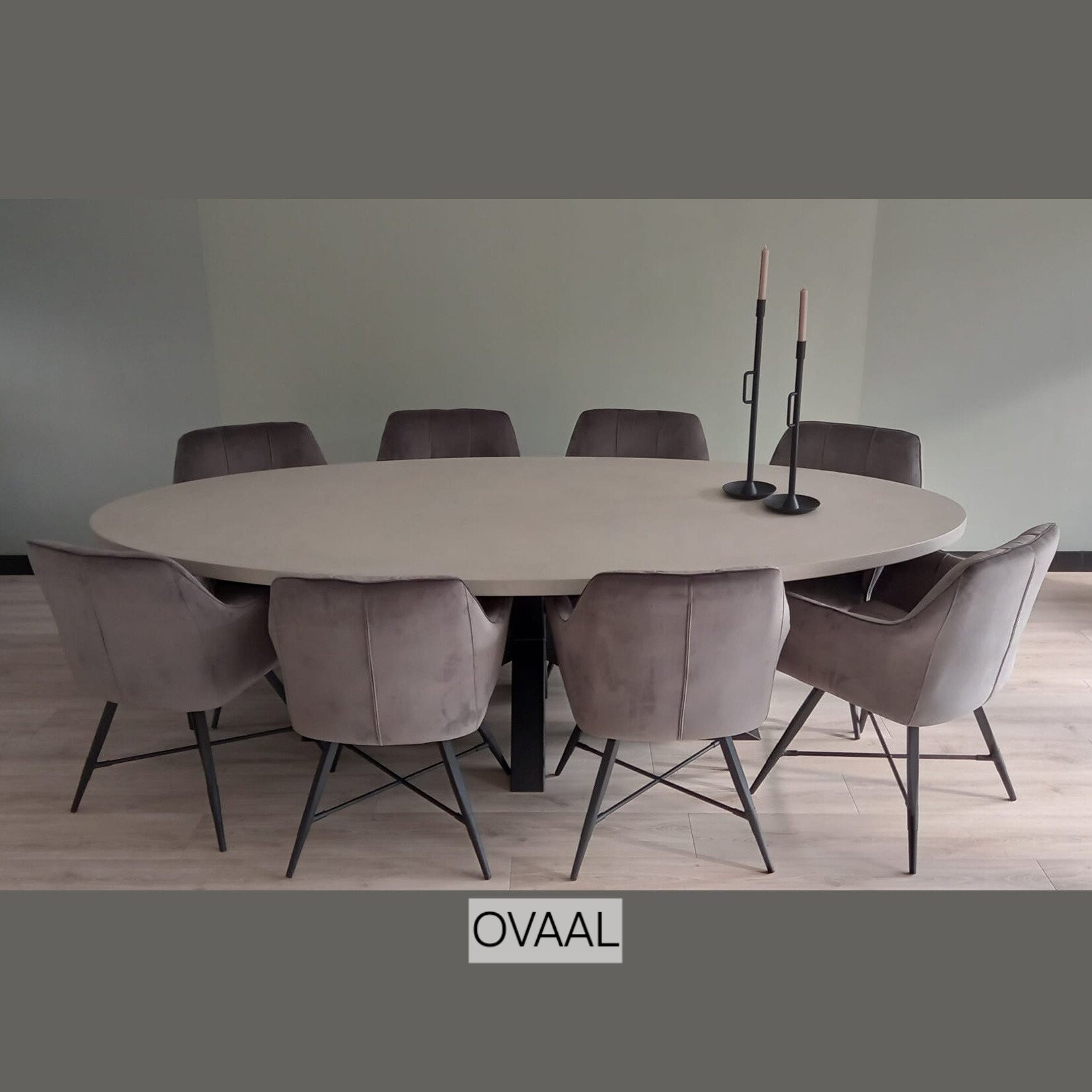 Stel zelf uw complete ovale tafel samen (max. 120x300 cm) - Betonlook / Beton Ciré - 44 mm