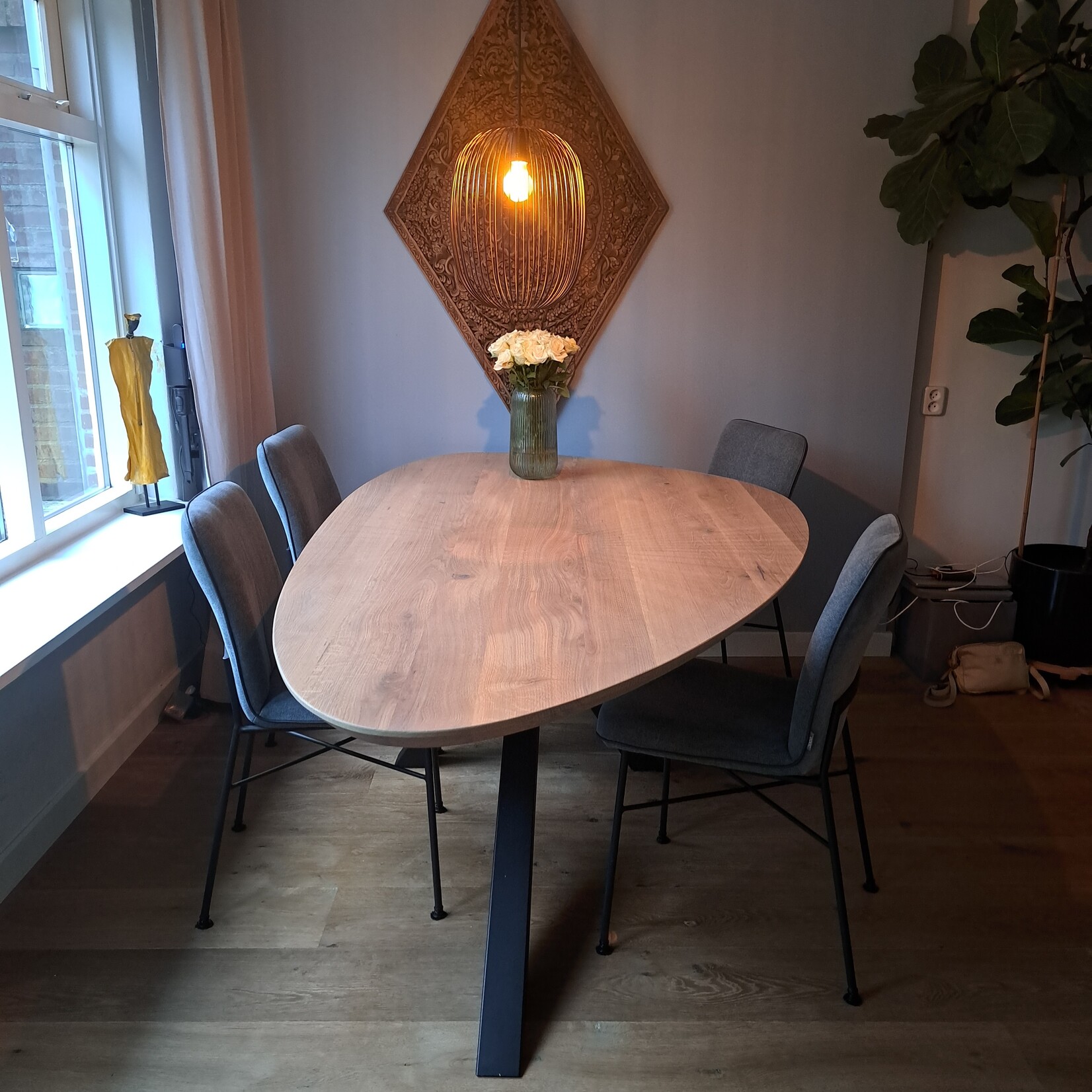 Robuust Tafelblad Kiezel - ± 40mm - Eiken Massief