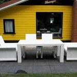 RdeB Tuintafel 80 cm breed tot 300 cm lang, Rechte poten  - Steigerhout
