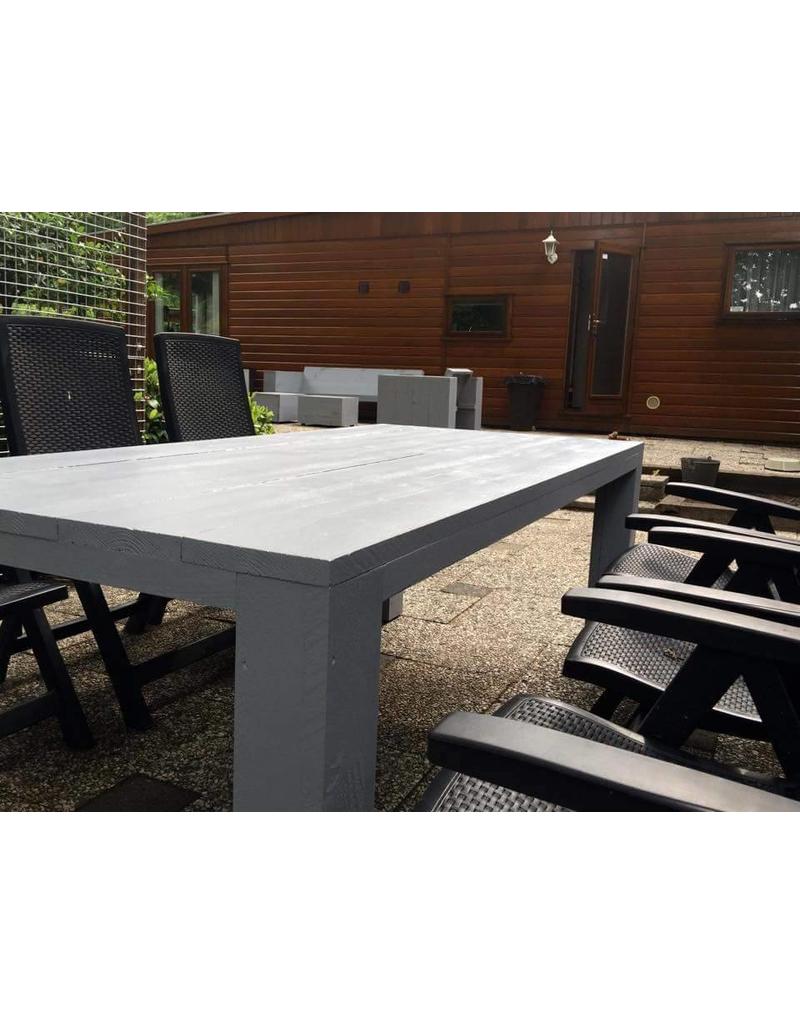 Tuintafel 80 cm breed tot 300 cm lang, Rechte poten Steigerhout R