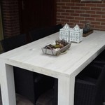 RdeB Tuintafel 90 cm breed tot 300 cm lang, Rechte poten - Steigerhout
