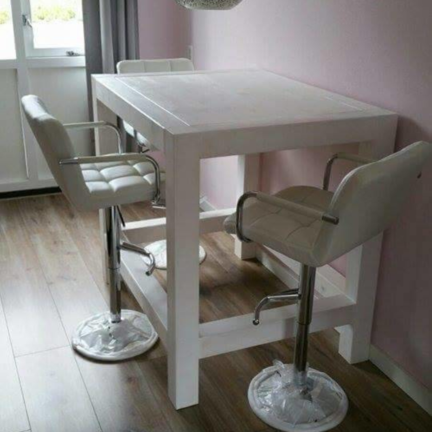 RdeB Eetkamertafel 90 cm breed tot 300 cm lang, Rechte poten - Steigerhout