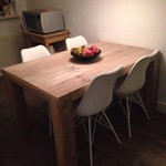 RdeB Eetkamertafel 100 cm breed tot 300 cm lang, Rechte poten  - Steigerhout