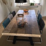 RdeB Eetkamertafel 80 cm breed tot 300 cm lang, Houten A poten