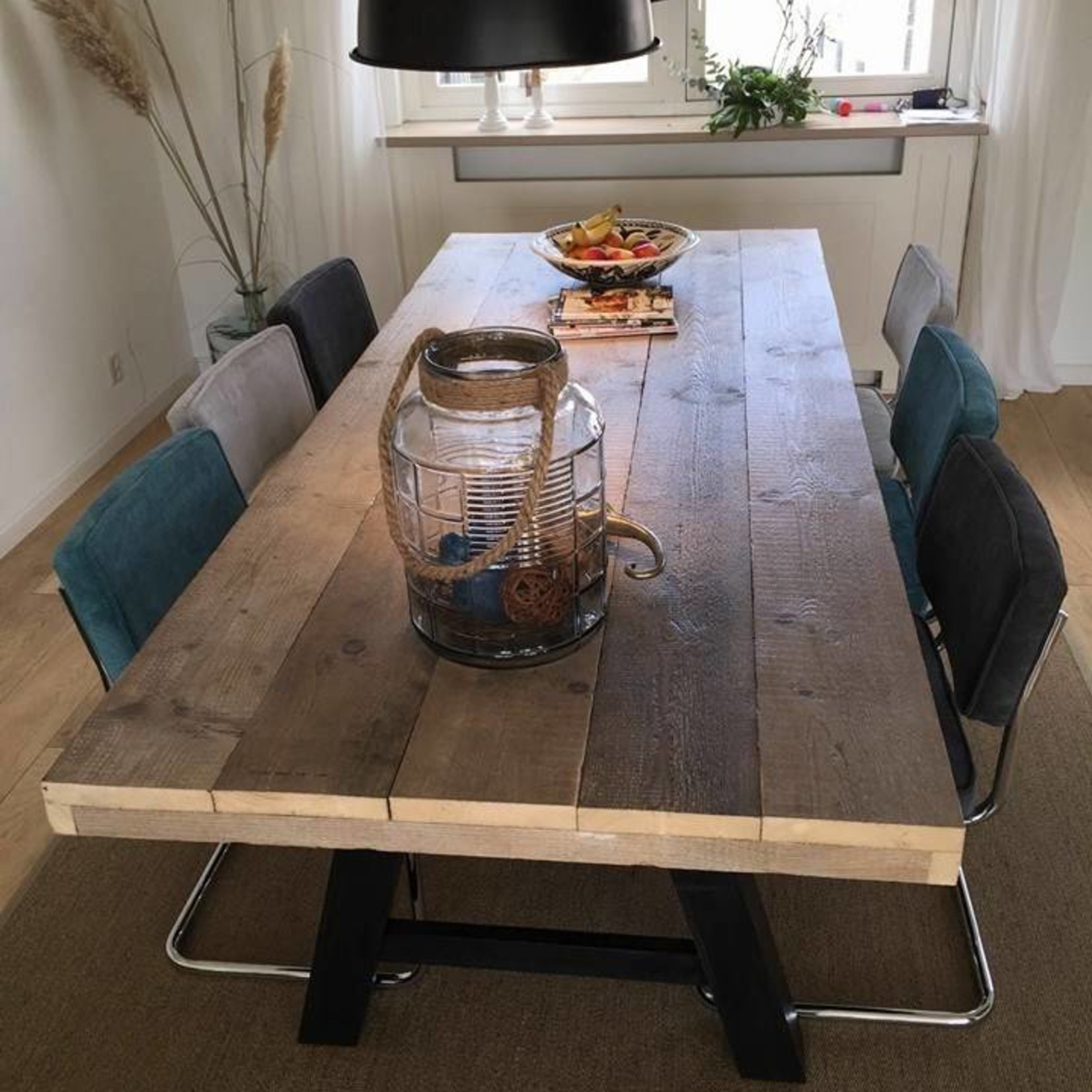 RdeB Eetkamertafel 80 cm breed tot 300 cm lang, Houten A poten