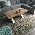 RdeB Salontafel 60 cm breed tot 150 cm lang, Houten X poten