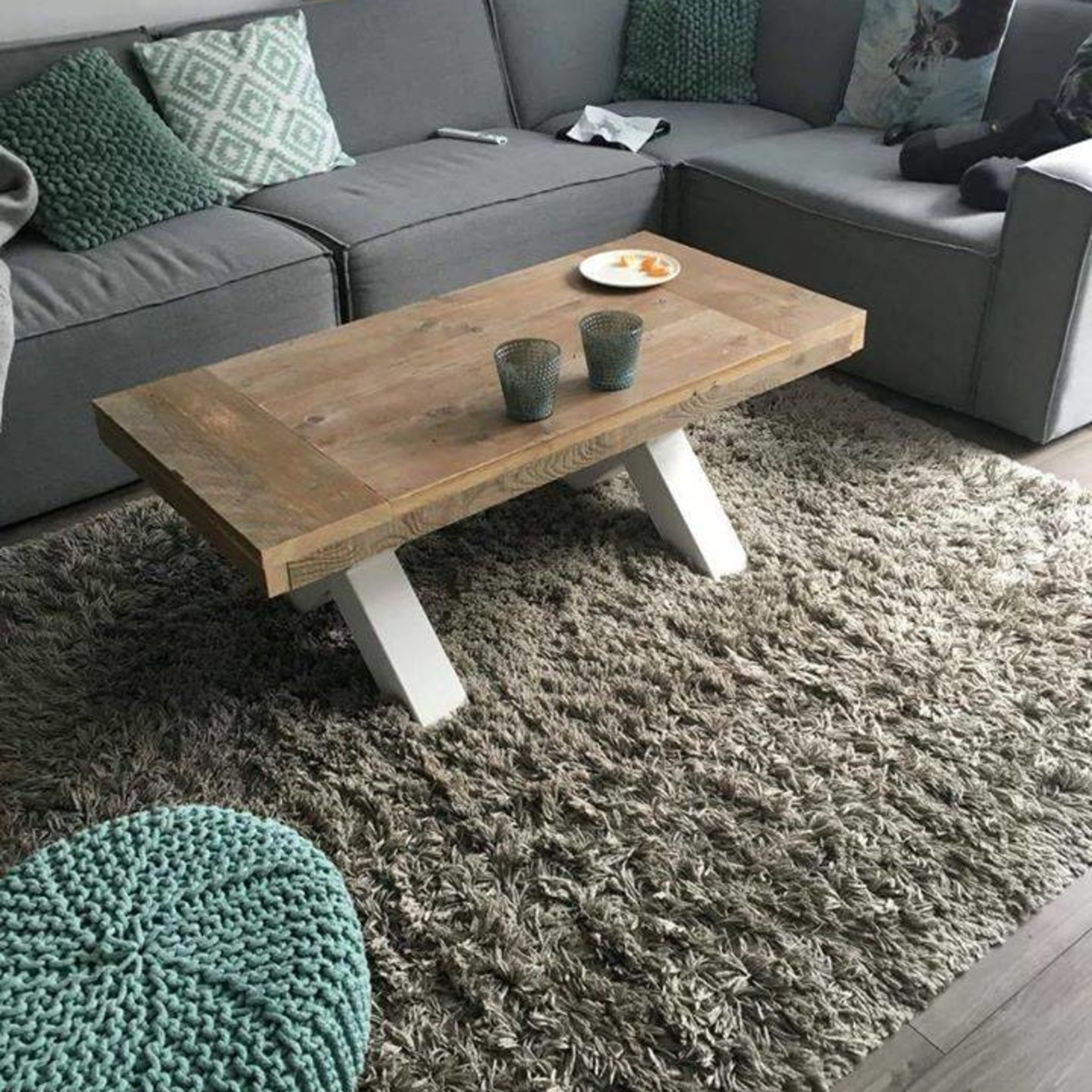 RdeB Salontafel 60 cm breed tot 150 cm lang, Houten X poten