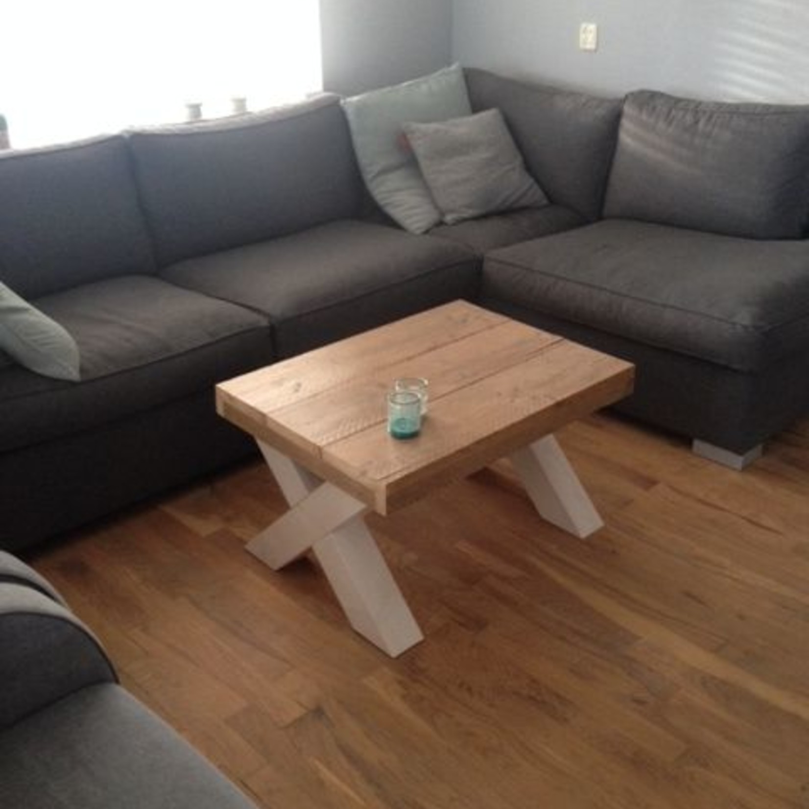 RdeB Salontafel 70 cm breed tot 150 cm lang, Houten X poten