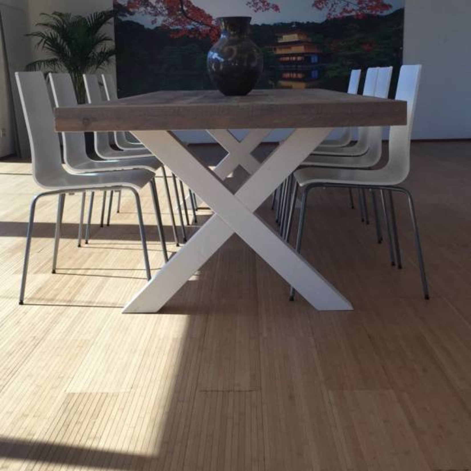 RdeB Eetkamertafel 100 cm breed tot 300 cm lang, Houten X poten