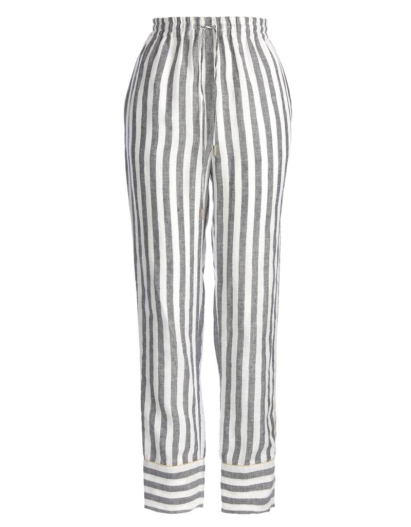 grey and white striped linen pants