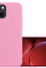 NoXx Hoes Geschikt voor iPhone 13 Mini Hoesje Cover Siliconen Back Case Hoes - Lichtroze