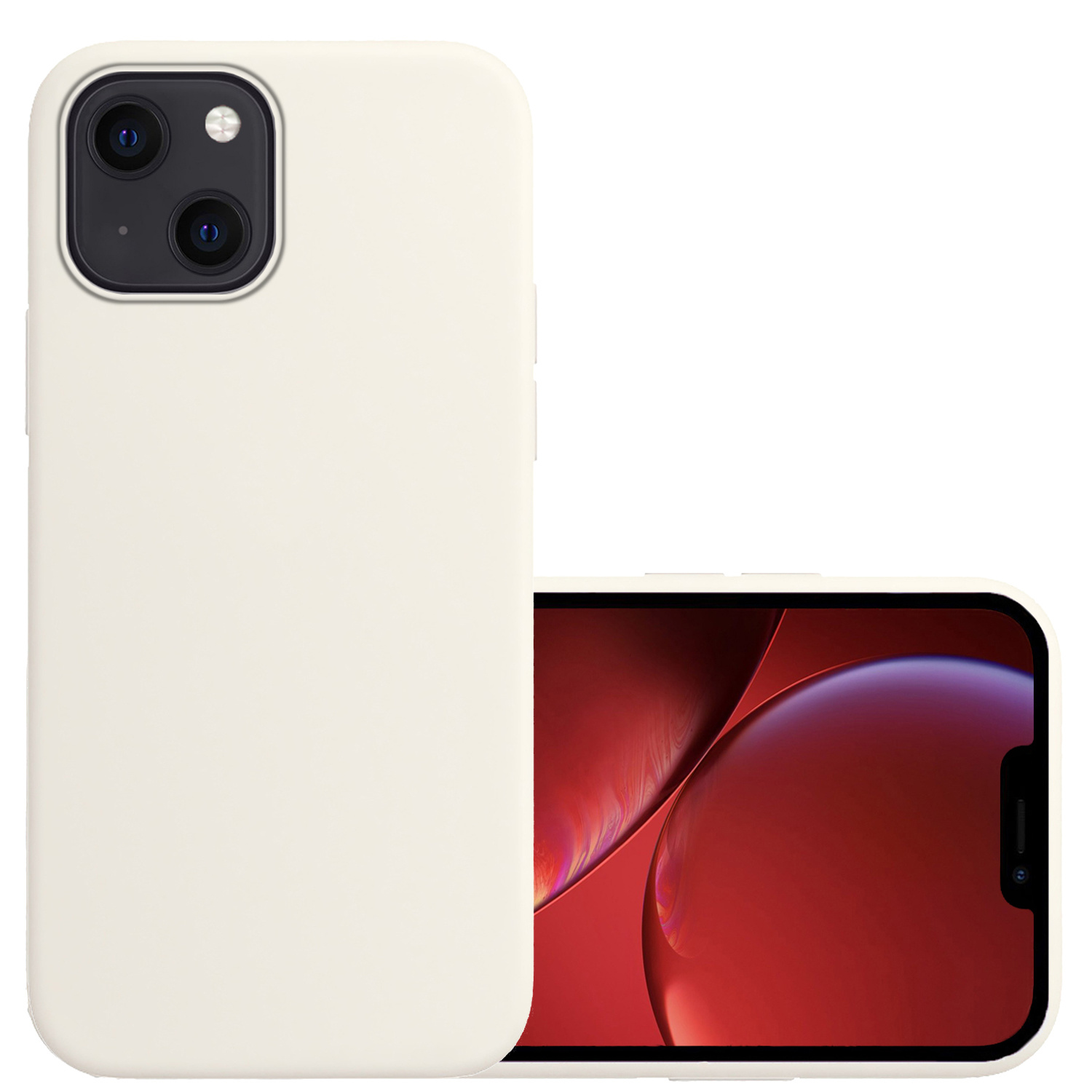NoXx Hoes Geschikt voor iPhone 13 Mini Hoesje Cover Siliconen Back Case Hoes - Wit