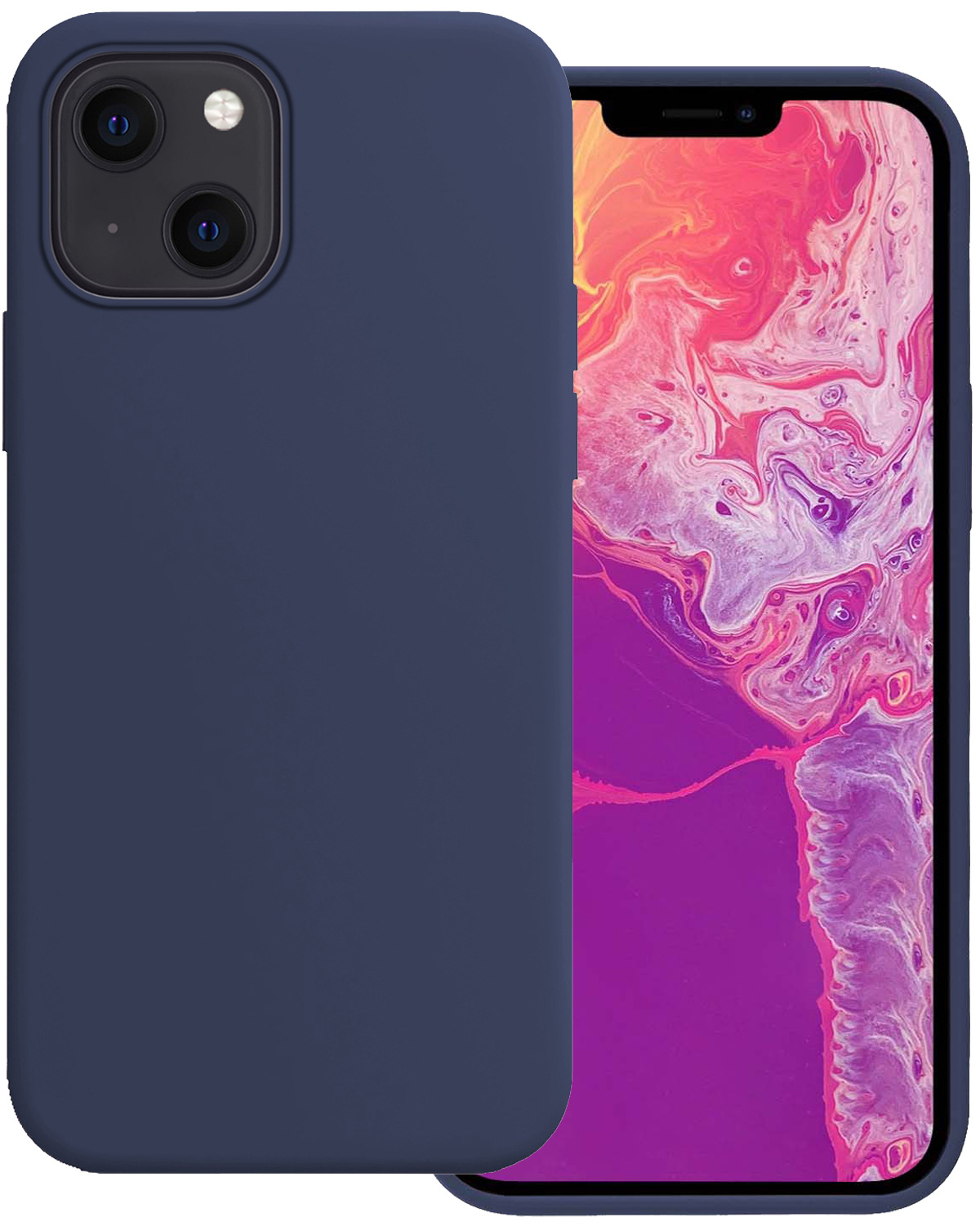 BASEY. Hoes Geschikt voor iPhone 13 Mini Hoesje Siliconen Back Cover Case - Hoesje Geschikt voor iPhone 13 Mini Hoes Cover Hoesje - Donkerblauw