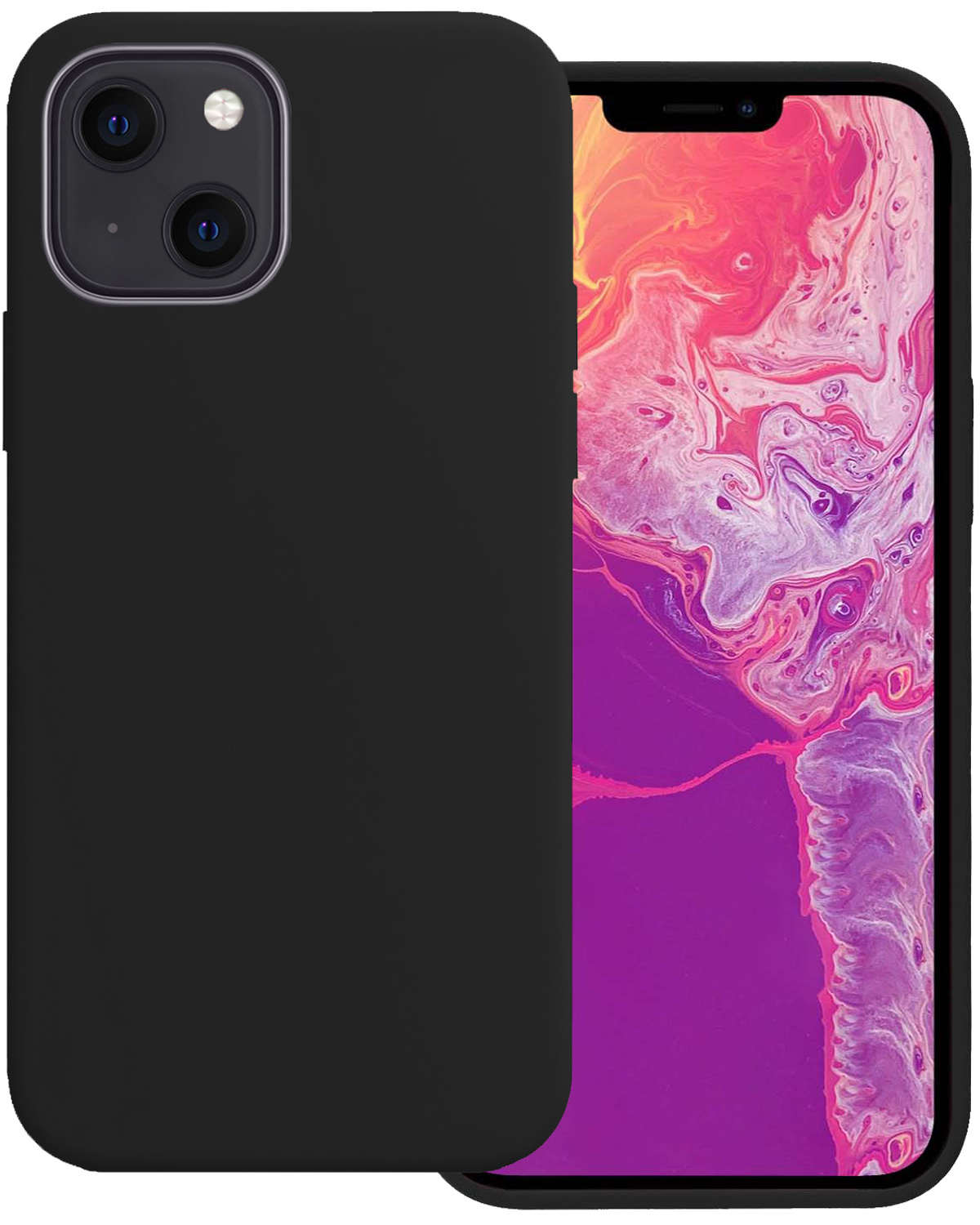 BASEY. Hoes Geschikt voor iPhone 13 Mini Hoesje Siliconen Back Cover Case - Hoesje Geschikt voor iPhone 13 Mini Hoes Cover Hoesje - Zwart