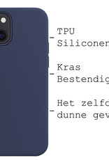 BASEY. Hoes Geschikt voor iPhone 13 Hoesje Siliconen Back Cover Case - Hoesje Geschikt voor iPhone 13 Hoes Cover Hoesje - Donkerblauw