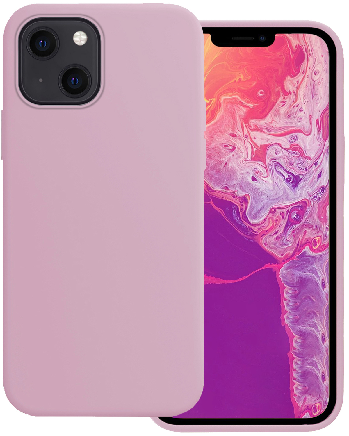 BASEY. Hoes Geschikt voor iPhone 13 Hoesje Siliconen Back Cover Case - Hoesje Geschikt voor iPhone 13 Hoes Cover Hoesje - Lila