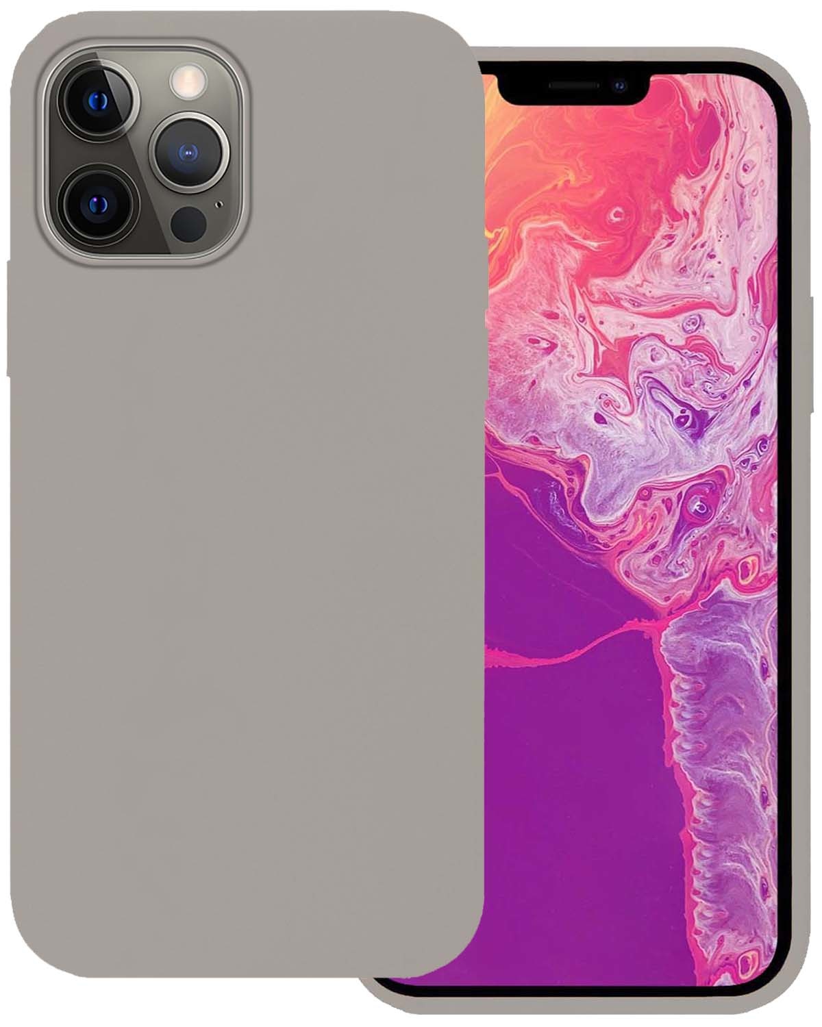 BASEY. Hoes Geschikt voor iPhone 13 Pro Hoesje Siliconen Back Cover Case - Hoesje Geschikt voor iPhone 13 Pro Hoes Cover Hoesje - Grijs