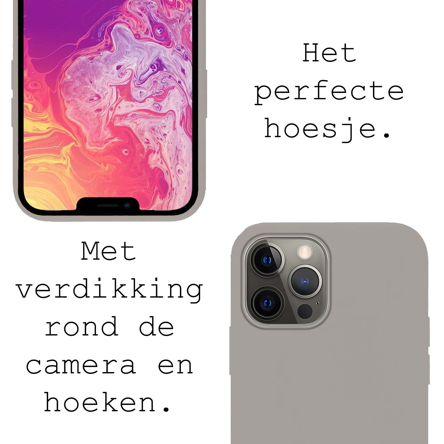 BASEY. Hoes Geschikt voor iPhone 13 Pro Hoesje Siliconen Back Cover Case - Hoesje Geschikt voor iPhone 13 Pro Hoes Cover Hoesje - Grijs