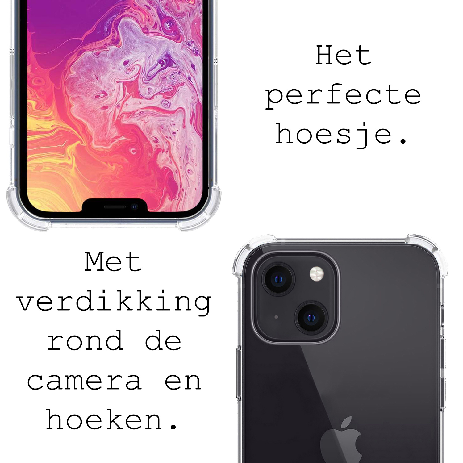 BASEY. Hoes Geschikt voor iPhone 13 Mini Hoesje Shock Proof Case Hoes Siliconen - Hoesje Geschikt voor iPhone 13 Mini Hoes Cover Shockproof - Transparant - 2 Stuks