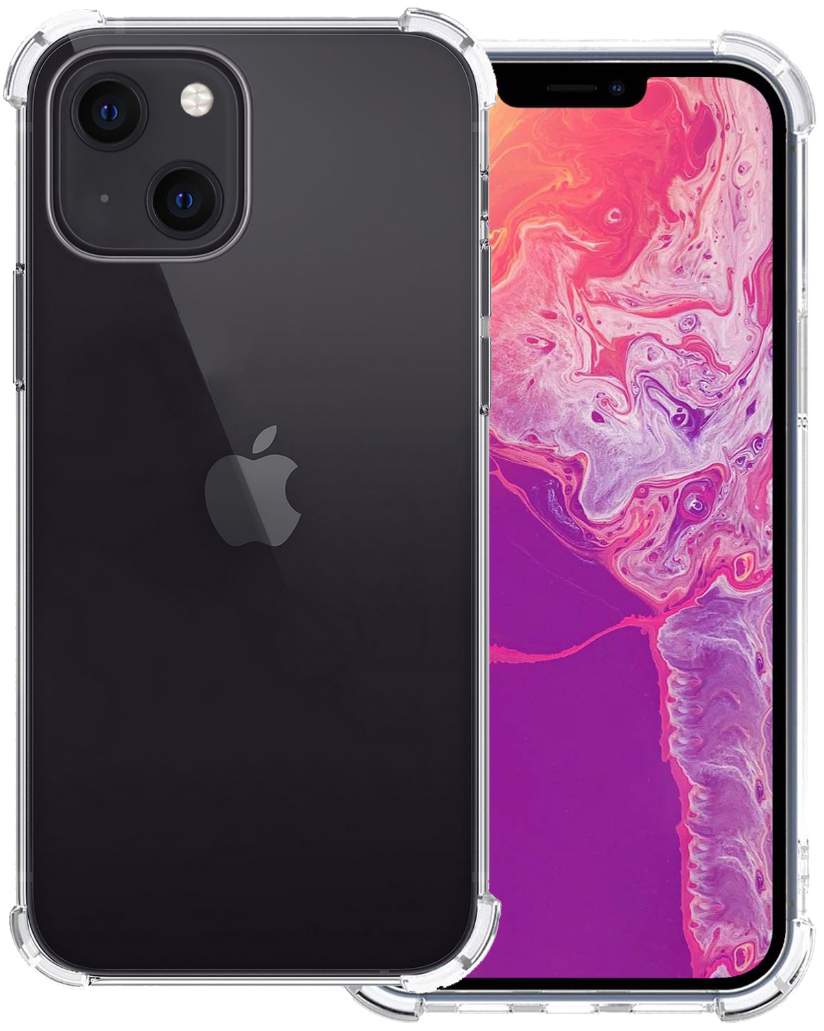 BASEY. Hoes Geschikt voor iPhone 13 Hoesje Shock Proof Case Hoes Siliconen - Hoesje Geschikt voor iPhone 13 Hoes Cover Shockproof - Transparant