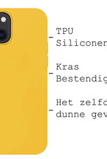 BASEY. Hoes Geschikt voor iPhone 13 Mini Hoesje Siliconen Back Cover Case Met Screenprotector - Hoesje Geschikt voor iPhone 13 Mini Hoes Cover Hoesje - Geel