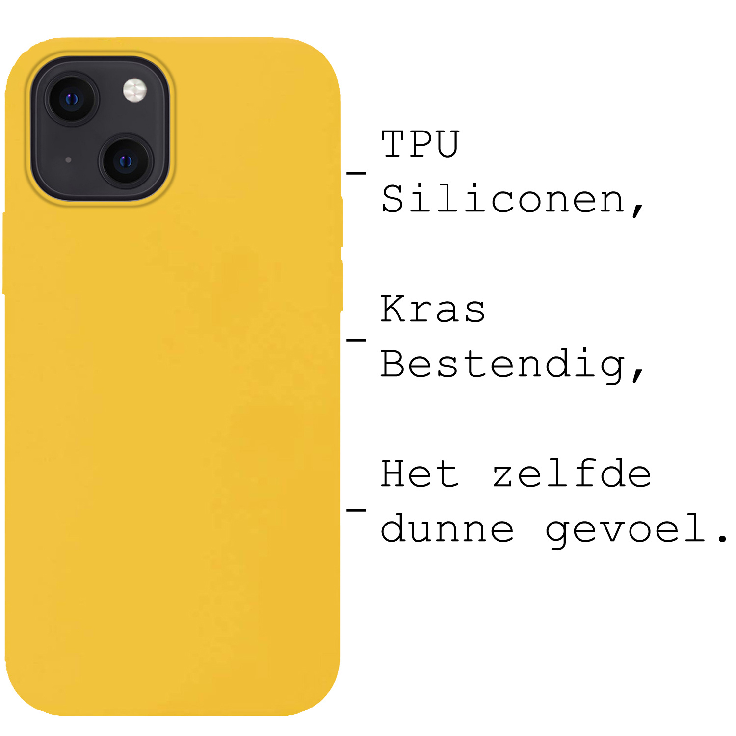 BASEY. Hoes Geschikt voor iPhone 13 Mini Hoesje Siliconen Back Cover Case Met Screenprotector - Hoesje Geschikt voor iPhone 13 Mini Hoes Cover Hoesje - Geel