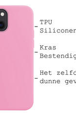 BASEY. Hoes Geschikt voor iPhone 13 Mini Hoesje Siliconen Back Cover Case Met Screenprotector - Hoesje Geschikt voor iPhone 13 Mini Hoes Cover Hoesje - Lichtroze
